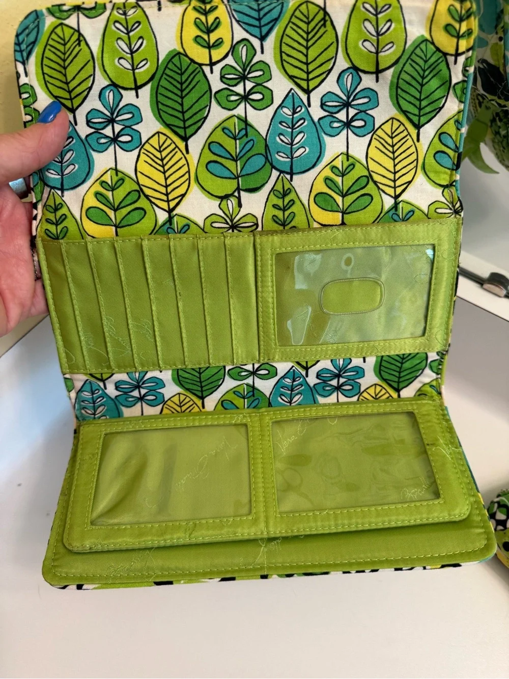Vera Bradley Green Multi Quilted Wallet & Coin Purse Set